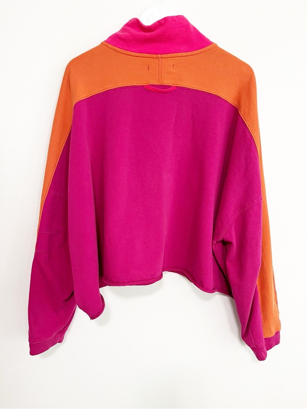Natural Life Jess Colorblock 1/4 Zip Cotton Pullover Hot Pink XL - Picture 6 of 9